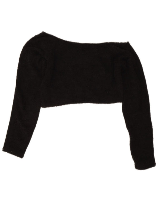 Adidas Womens Off Shoulder Fleece Crop Top UK 14 Médio Preto Poliéster