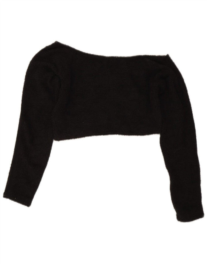 Adidas Womens Off Shoulder Fleece Crop Top UK 14 Médio Preto Poliéster