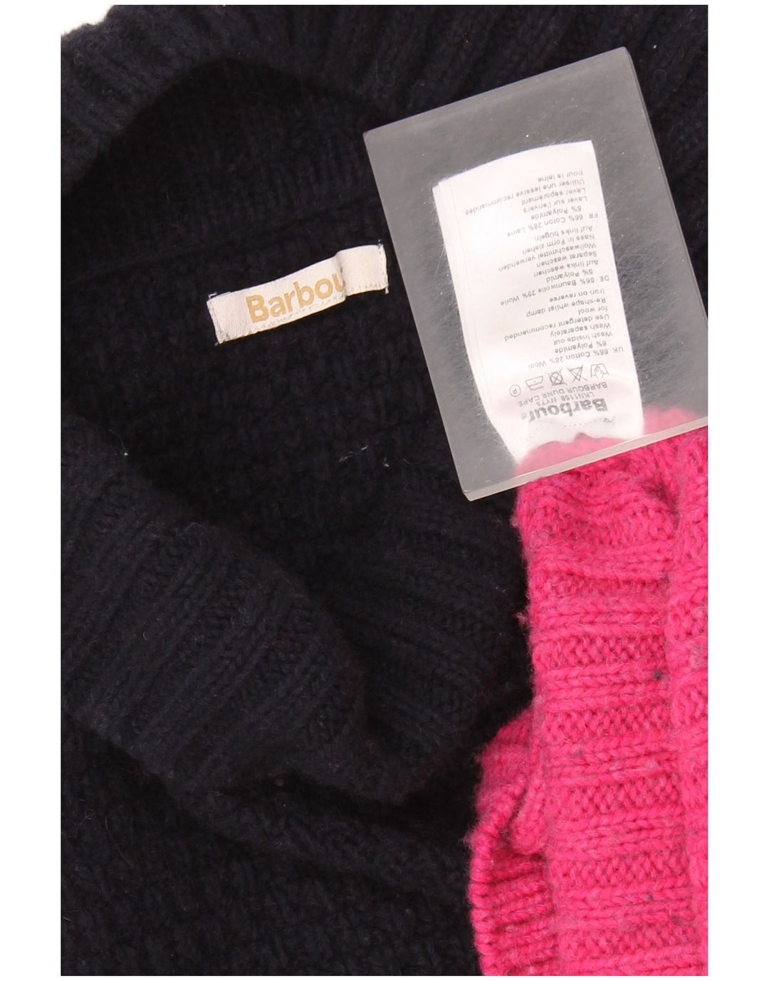 Suéter feminino BARBOUR com gola tartaruga Reino Unido 18 XL azul marinho bloco colorido