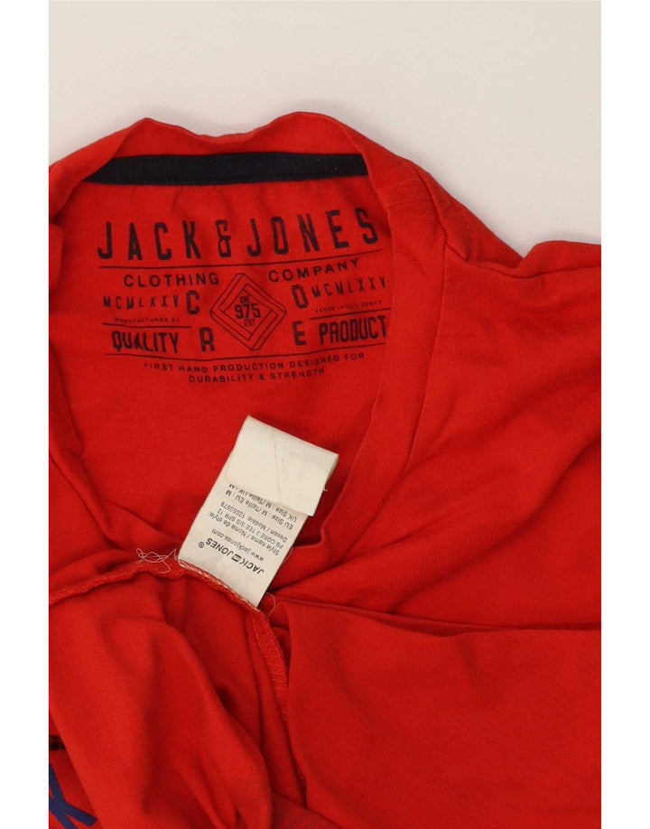 Camiseta gráfica masculina Jack & Jones Top médio algodão vermelho