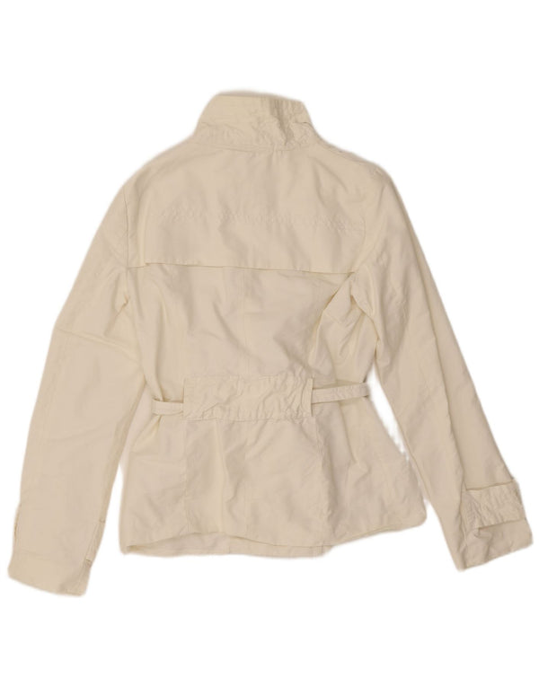 Zara Womens Short Trench Coat UK 10 Pequeno Algodão Branco