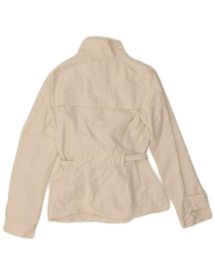 Zara Womens Short Trench Coat UK 10 Pequeno Algodão Branco