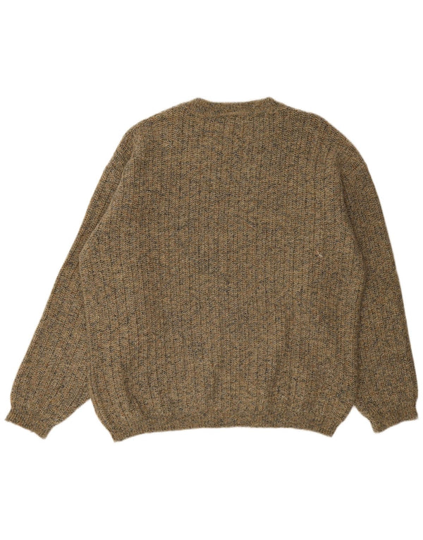 Suéter masculino Cacharel com ajuste regular e gola redonda IT 54 XL cáqui salpicado