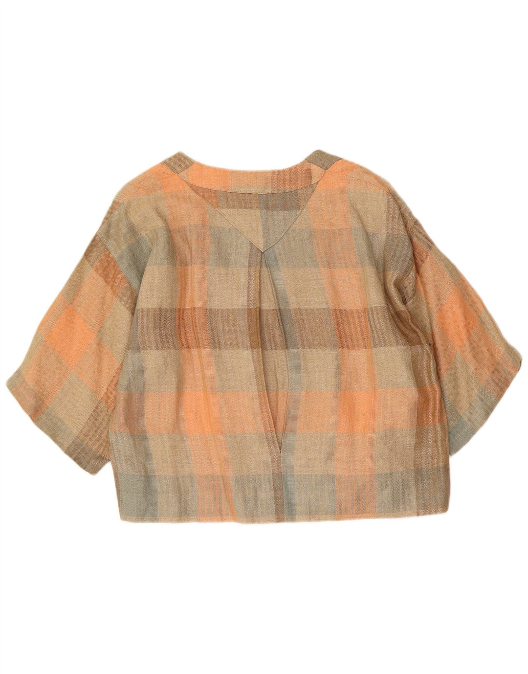 Blusa feminina vintage cropped UK 16 grande xadrez multicolorida