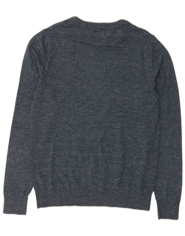 Suéter masculino Tommy Hilfiger com gola redonda, médio azul marinho manchado