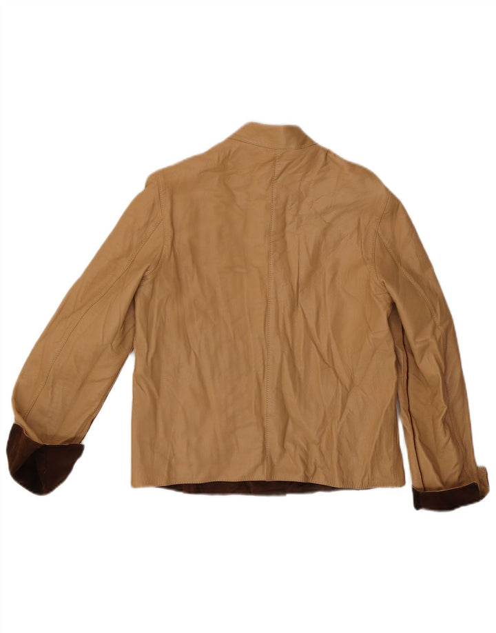 Jaqueta reversível feminina vintage IT 42 bloco colorido marrom médio