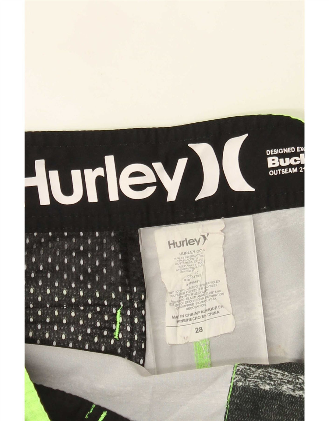 Shorts de natação masculino Hurley gráfico pequeno poliéster listrado verde