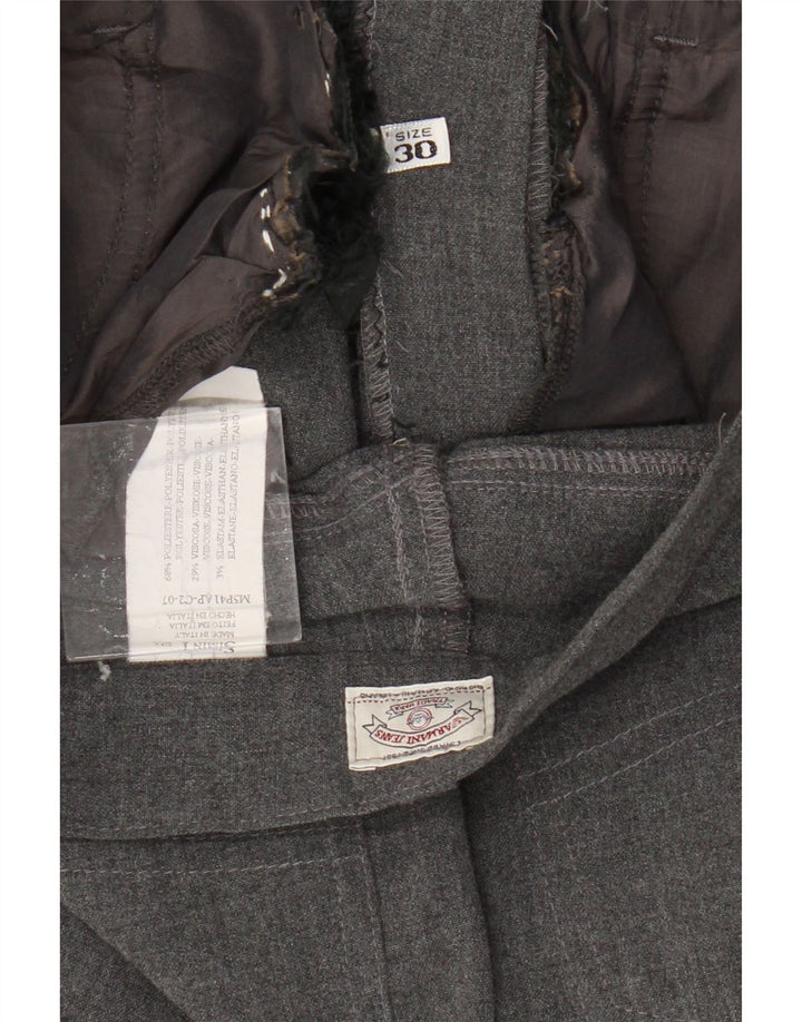 Calça feminina reta casual Armani W30 L28 poliéster cinza