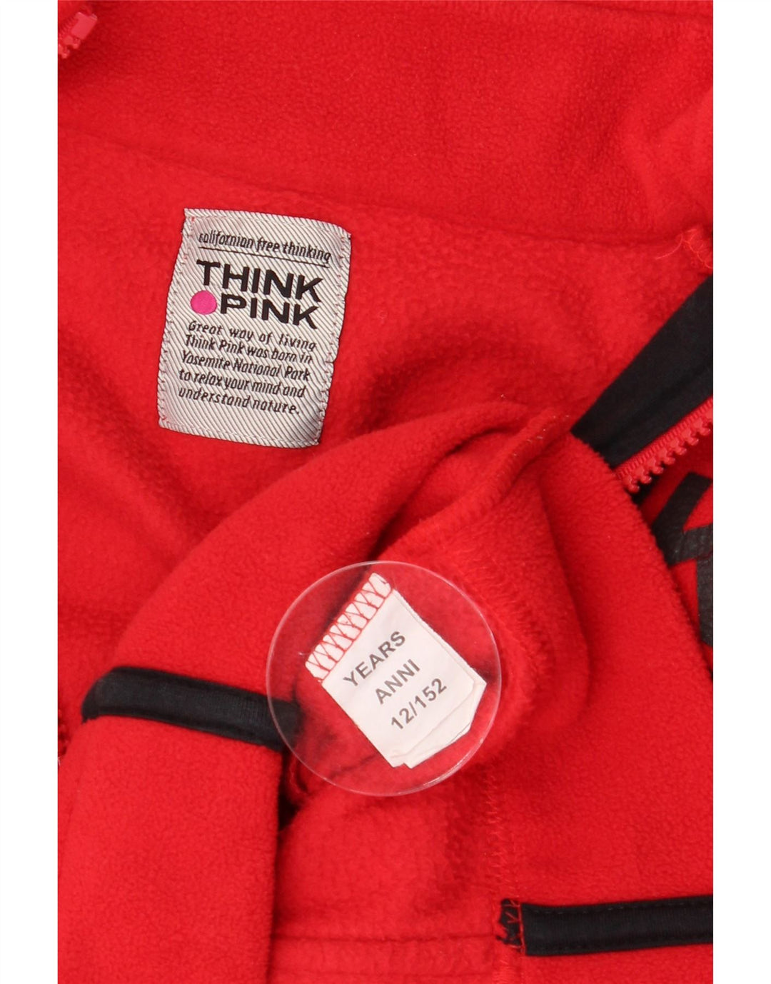 Jaqueta de lã gráfica Think Pink Girls 11-12 anos poliéster vermelho