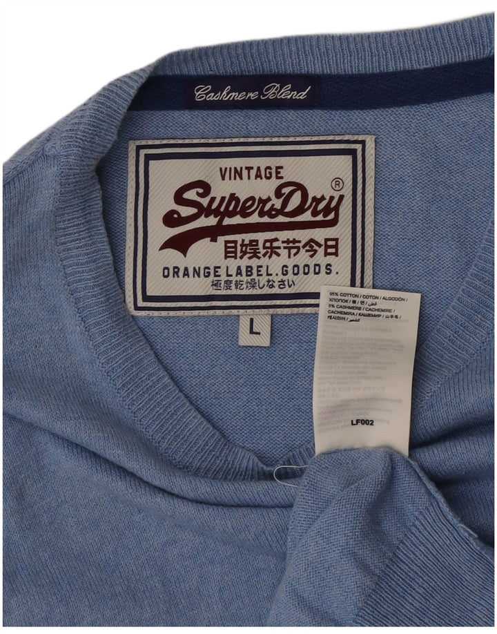 Suéter masculino Superdry com gola canoa grande algodão azul