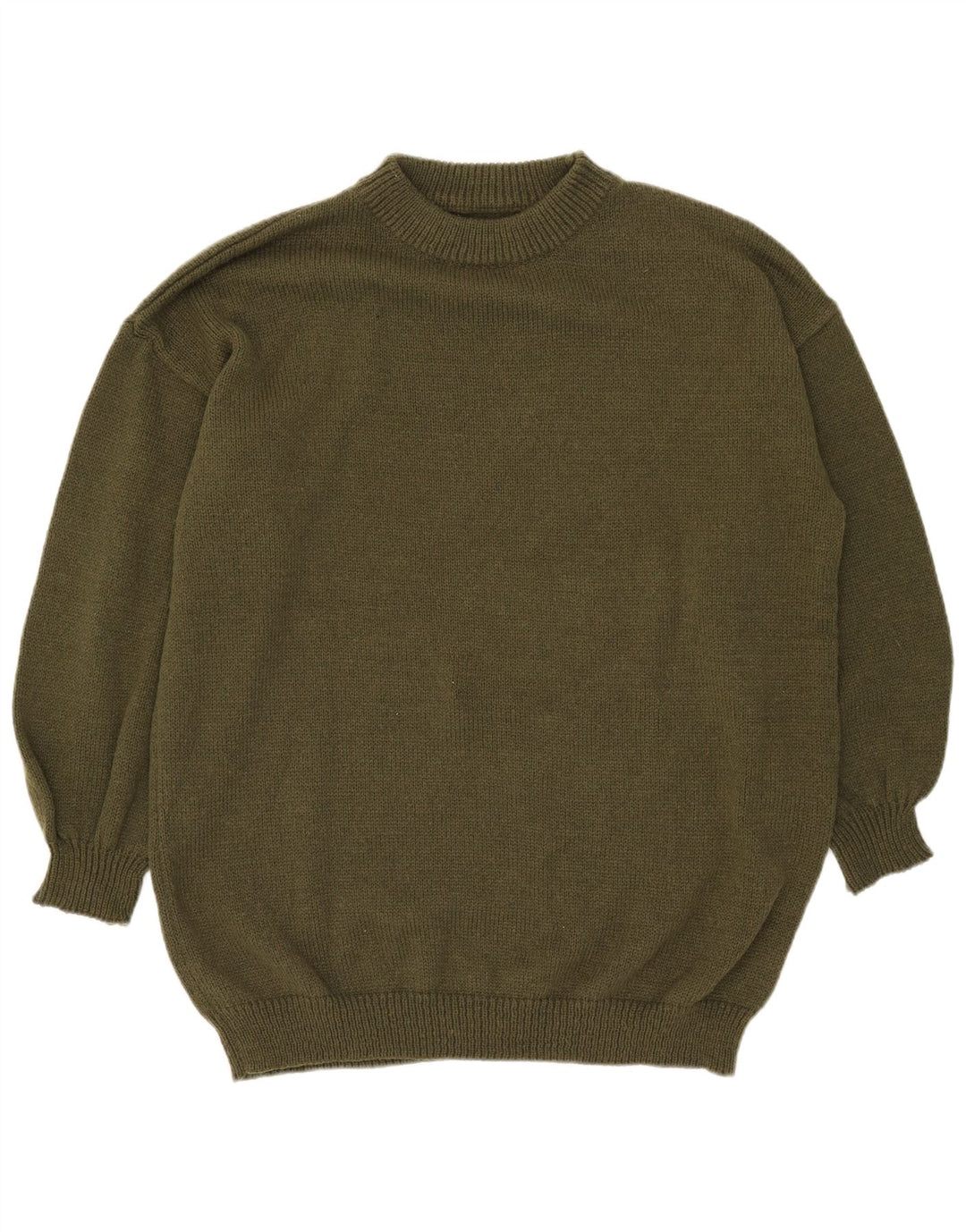 Suéter masculino vintage com gola redonda, grande poliéster cáqui