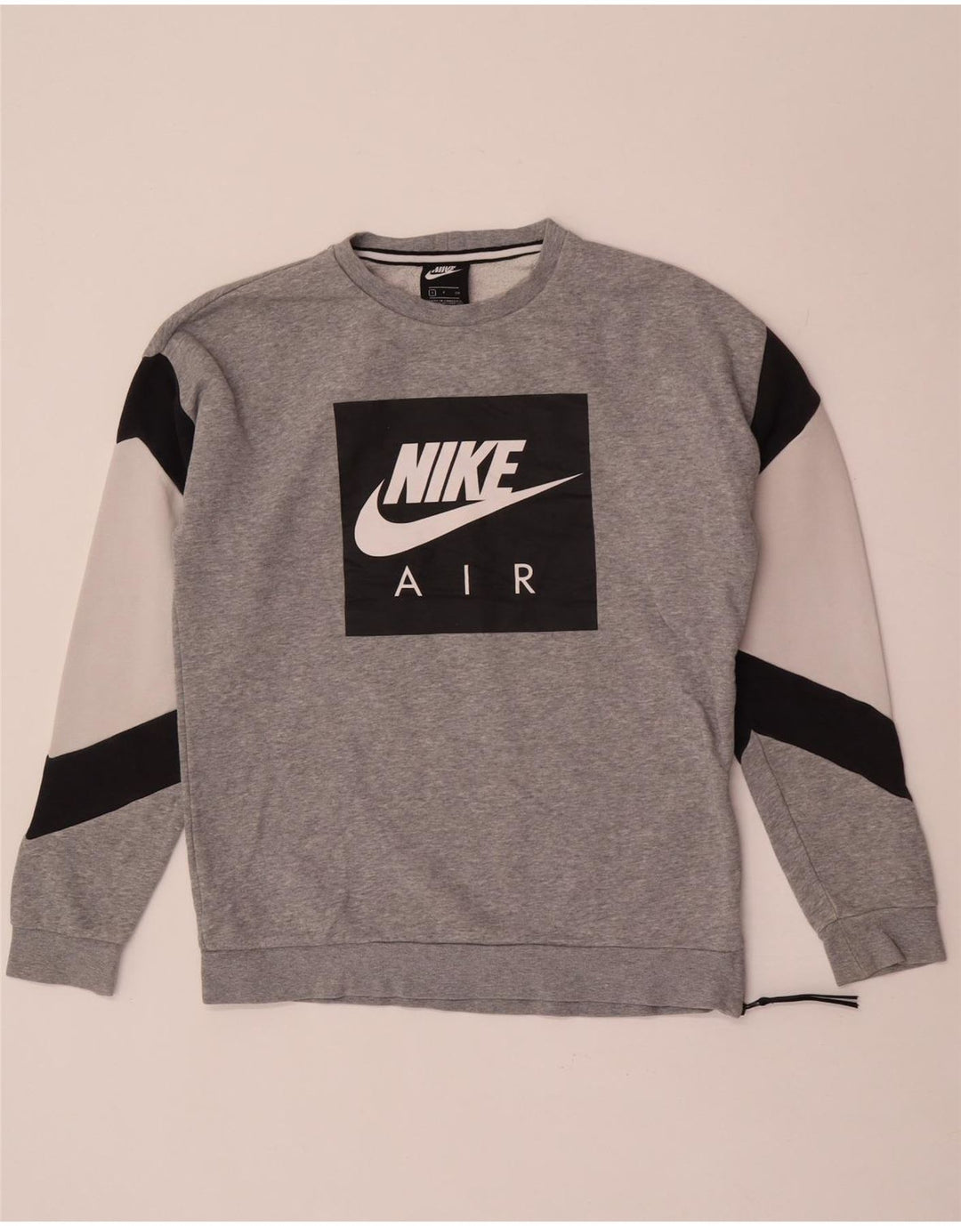 Moletom gráfico masculino Nike Jumper pequeno cinza colorblock algodão