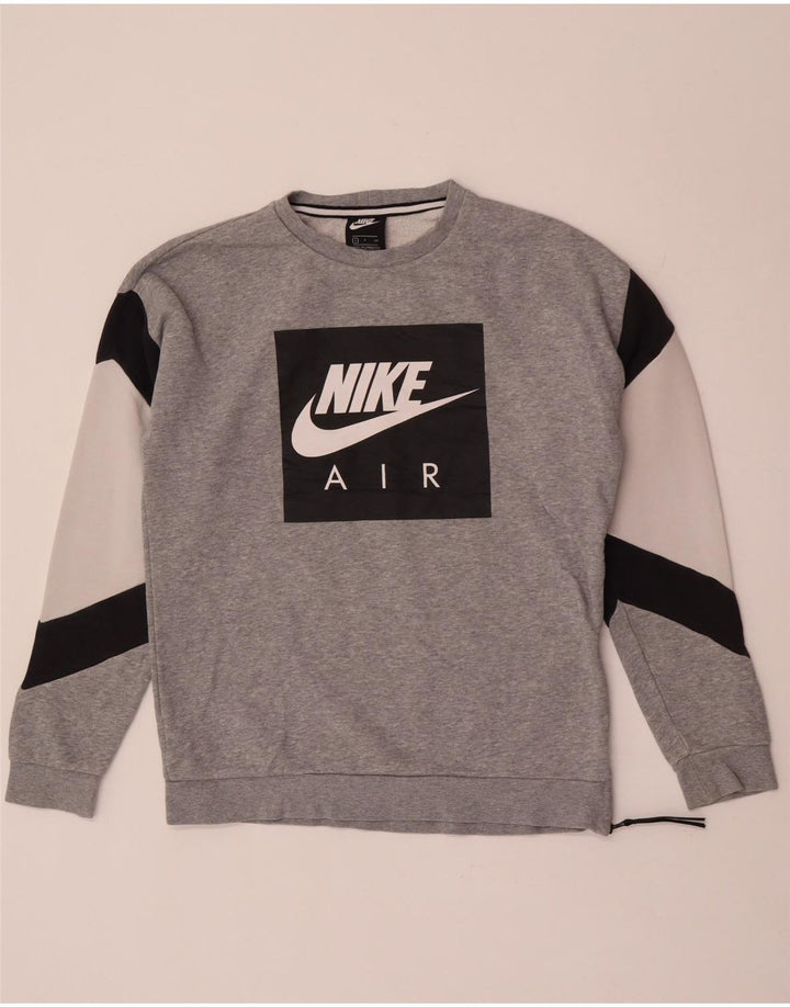 Moletom gráfico masculino Nike Jumper pequeno cinza colorblock algodão