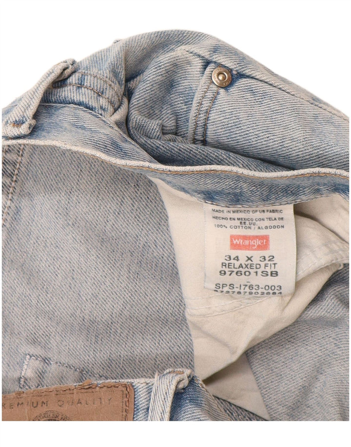 Wrangler masculino relaxado ajuste jeans retos W34 L32 algodão azul