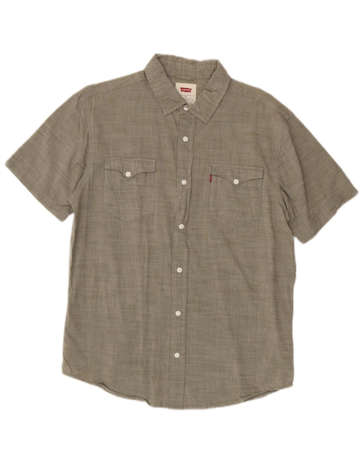 Camisa masculina de manga curta Levi's cinza médio algodão