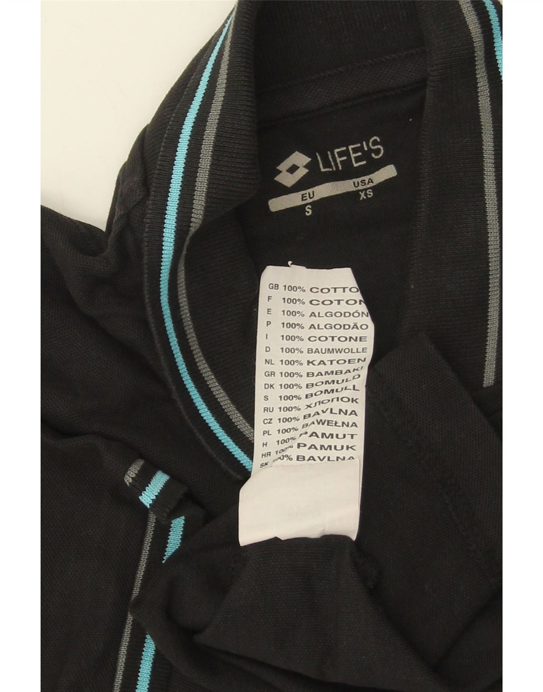 Camisa polo masculina LOTTO XS de algodão preto