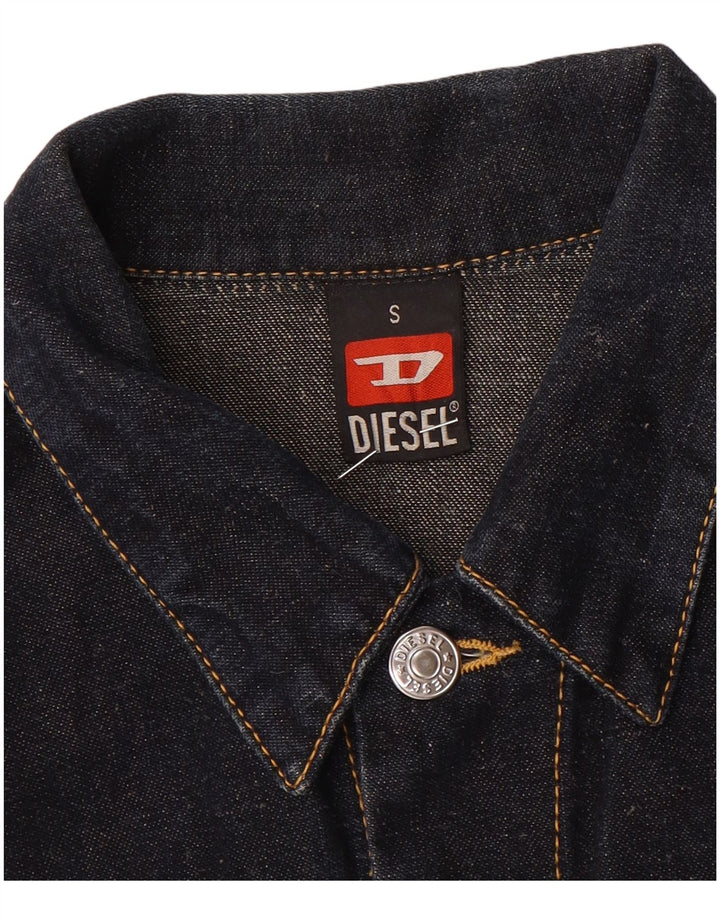 Jaqueta jeans feminina Diesel UK 10 pequena azul marinho linho