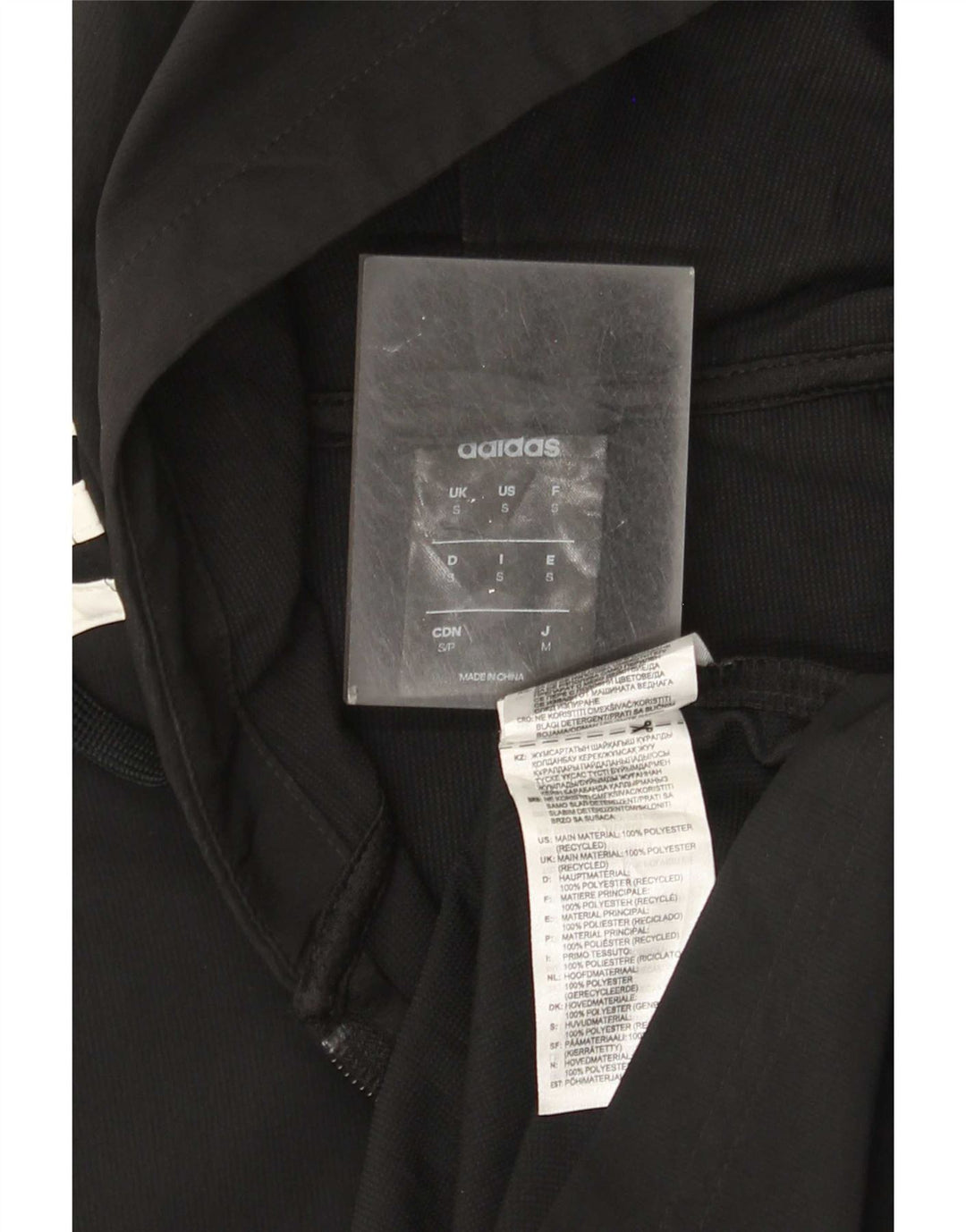Jaqueta masculina Adidas com capuz e jaqueta pequena de poliéster preto