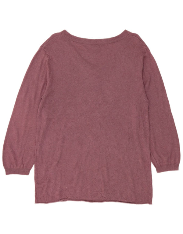 Suéter feminino Mossimo manga 3/4 com decote em V Reino Unido 20 2XL roxo rayon