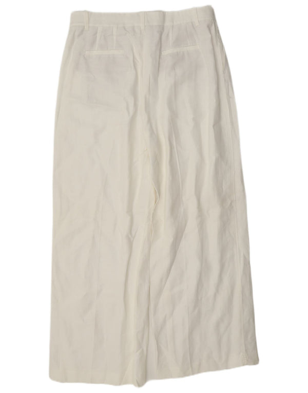 Calça chino feminina Zara cintura alta perna larga grande W30 L31 viscose branca