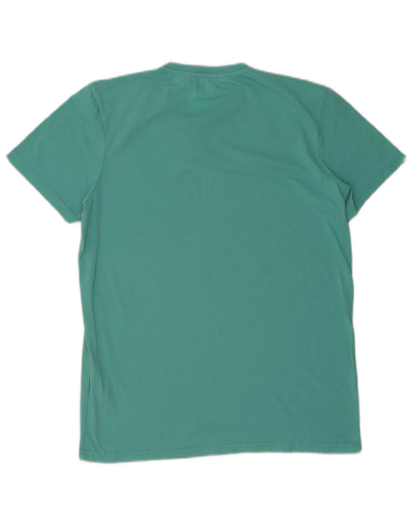LYLE & SCOTT Mens T-Shirt Top Medium Turquoise Cotton
