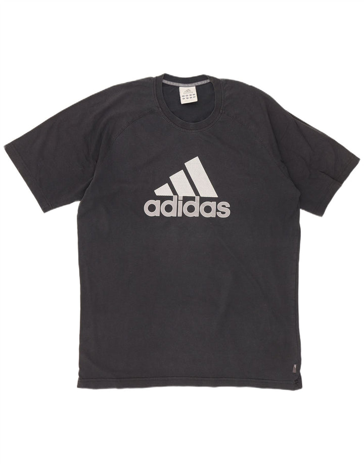 Camiseta masculina ADIDAS com estampa gráfica grande de algodão preto