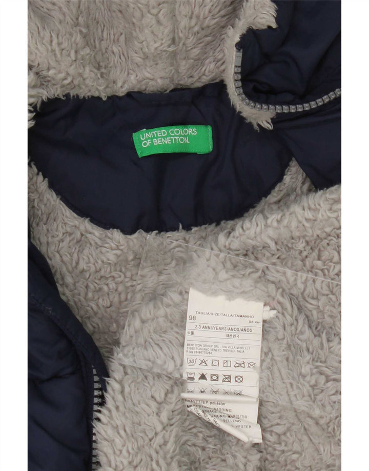 Casaco acolchoado com capuz Benetton Boys 2-3 anos azul marinho poliéster