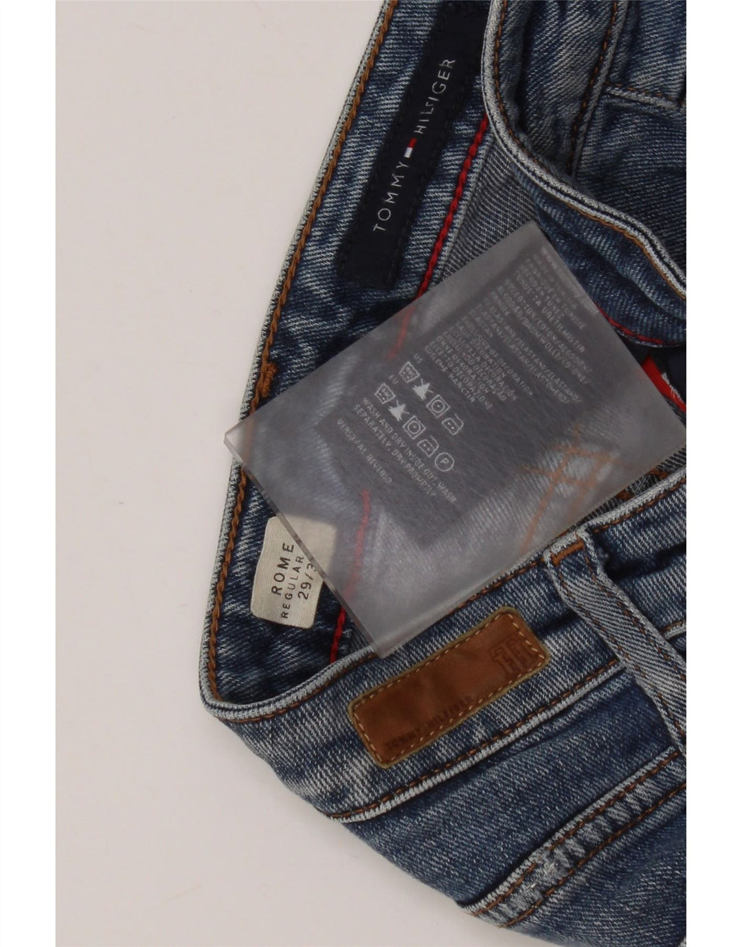 Tommy Hilfiger feminino Rome Distressed Straight Jeans W29 L30 Azul