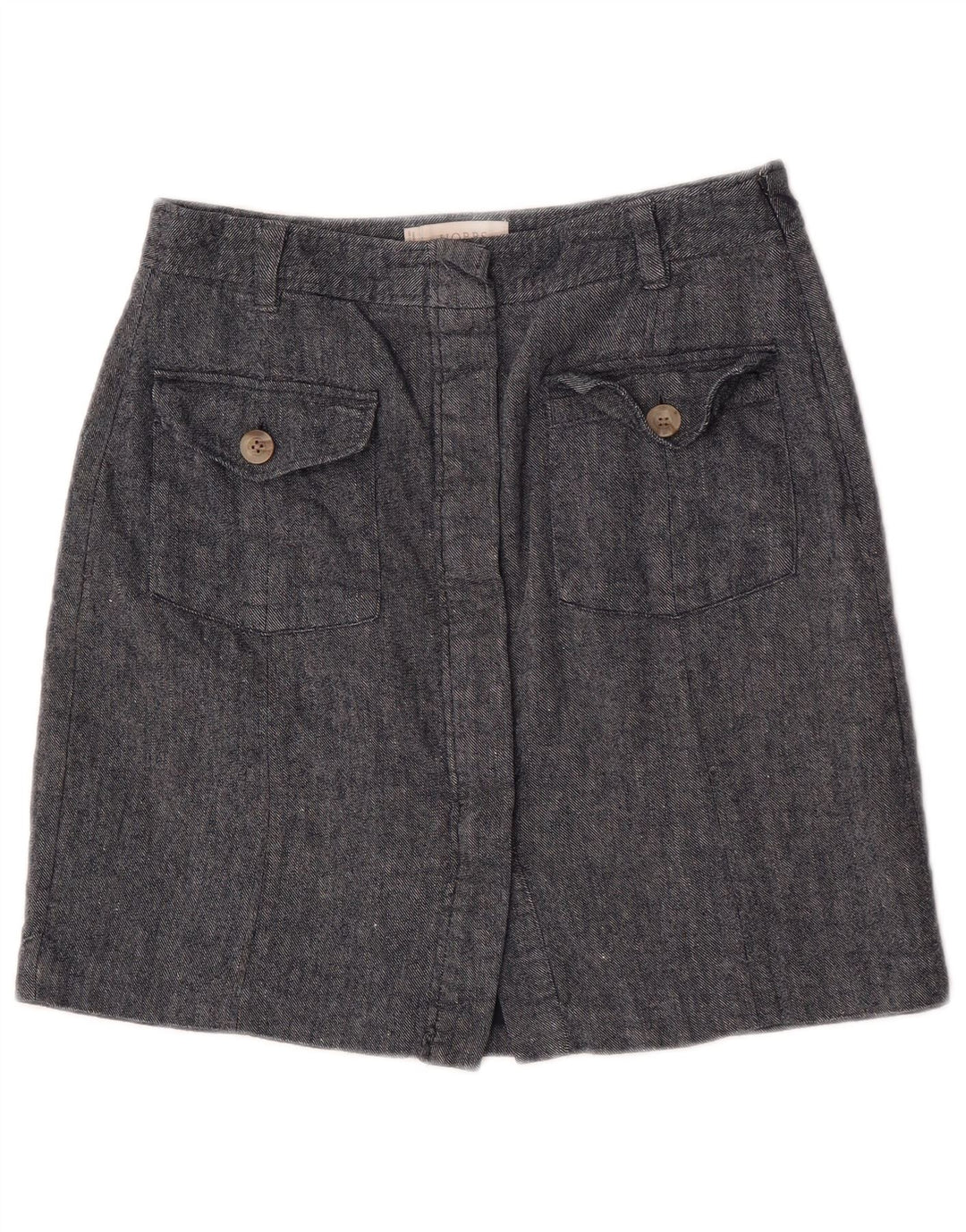 Mini saia feminina Hobbs UK 10 pequena W28 algodão azul