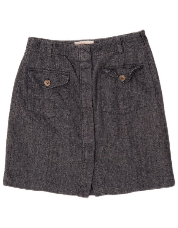 Mini saia feminina Hobbs UK 10 pequena W28 algodão azul