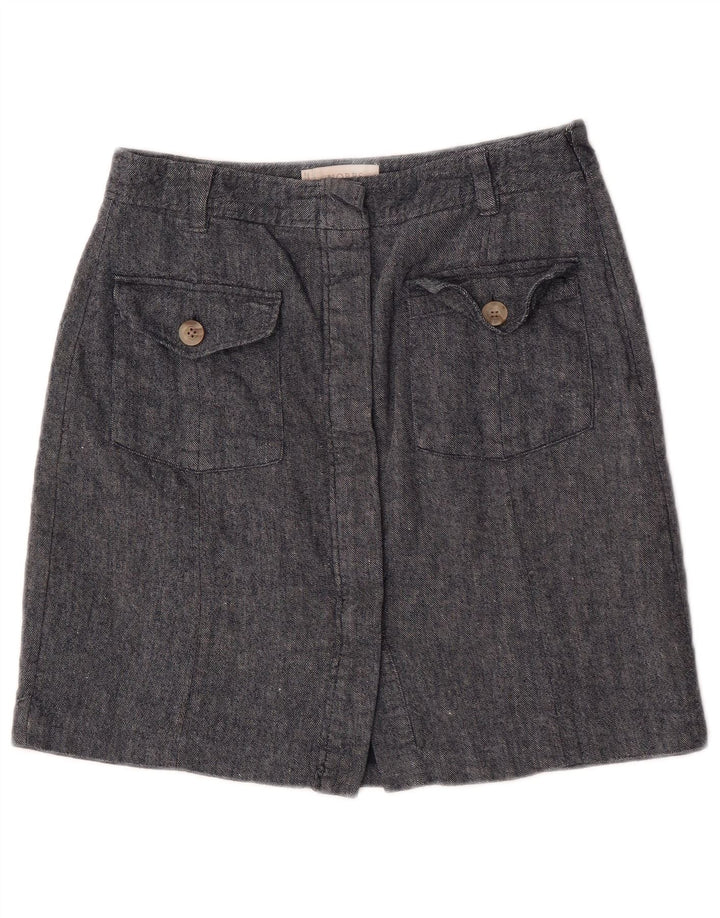 Mini saia feminina Hobbs UK 10 pequena W28 algodão azul