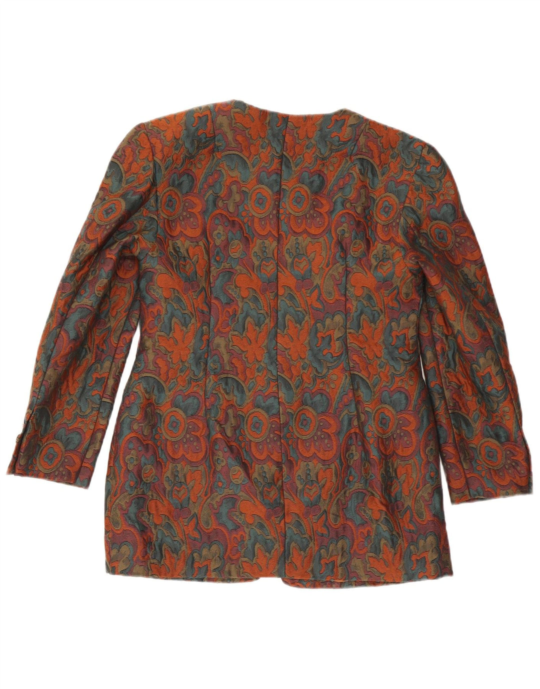 Jaqueta blazer feminina vintage com 1 botão UK 10 pequena floral multicolorida