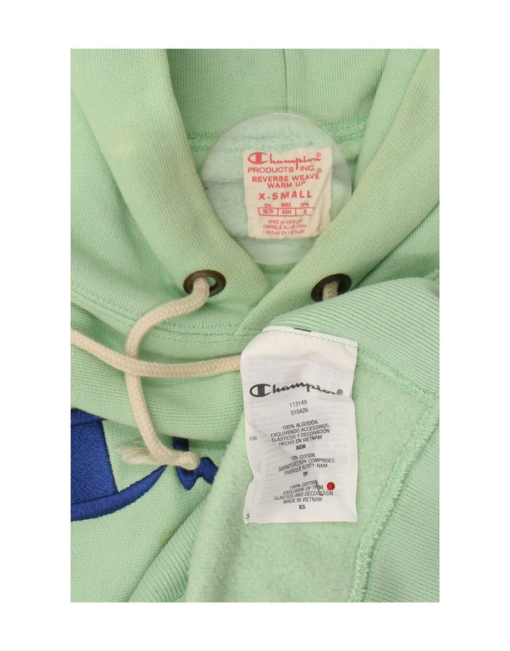 CHAMPION Mens Graphic Hoodie Jumper XS Green Cotton Vintage Champion and Second-Hand Champion from Messina Hembry 
