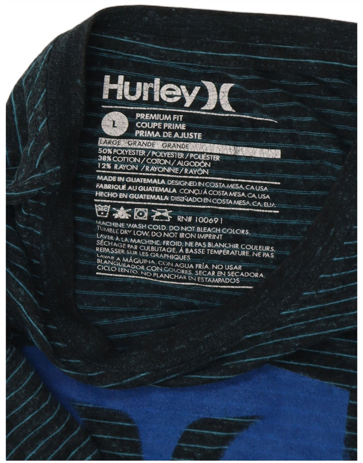Camiseta masculina HURLEY com ajuste premium gráfico grande poliéster listrado azul