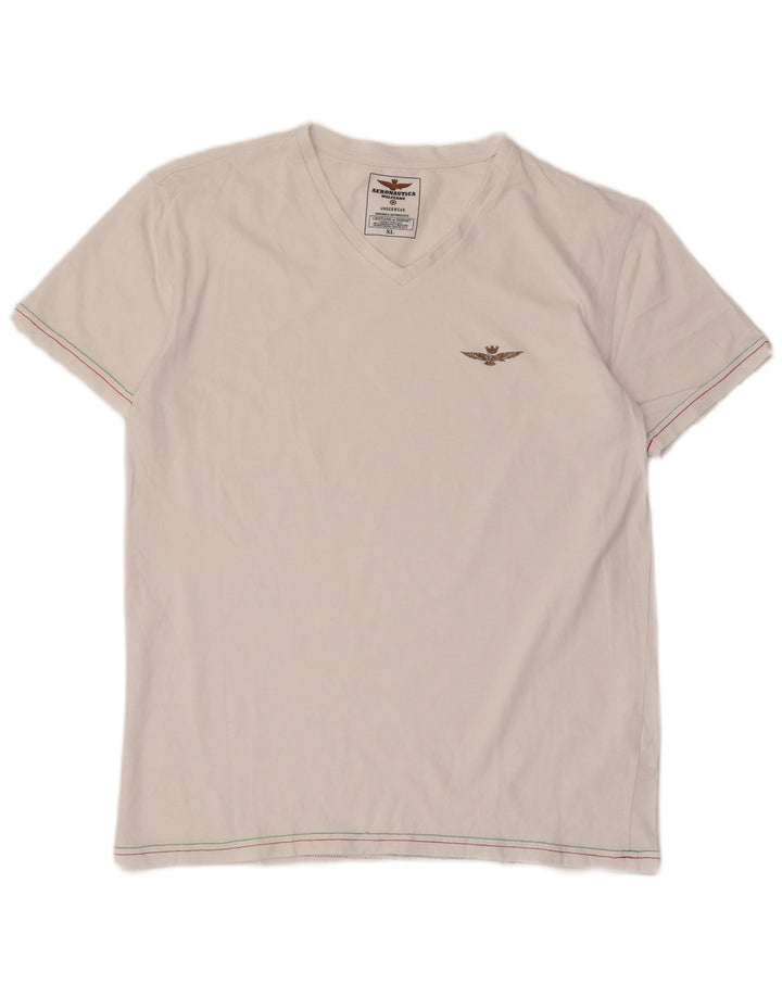 Camiseta feminina AERONAUTICA MILITARE UK 18 XL algodão branco
