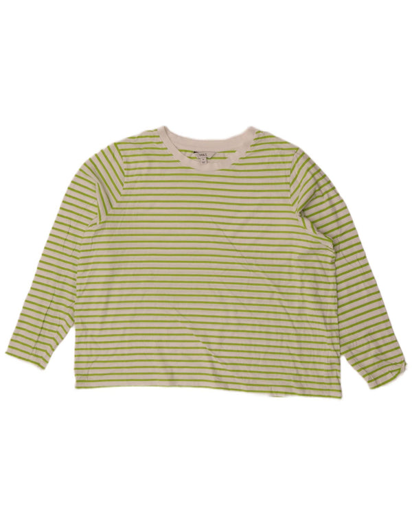 Top feminino Marks & Spencer manga comprida UK 20 2XL algodão listrado branco