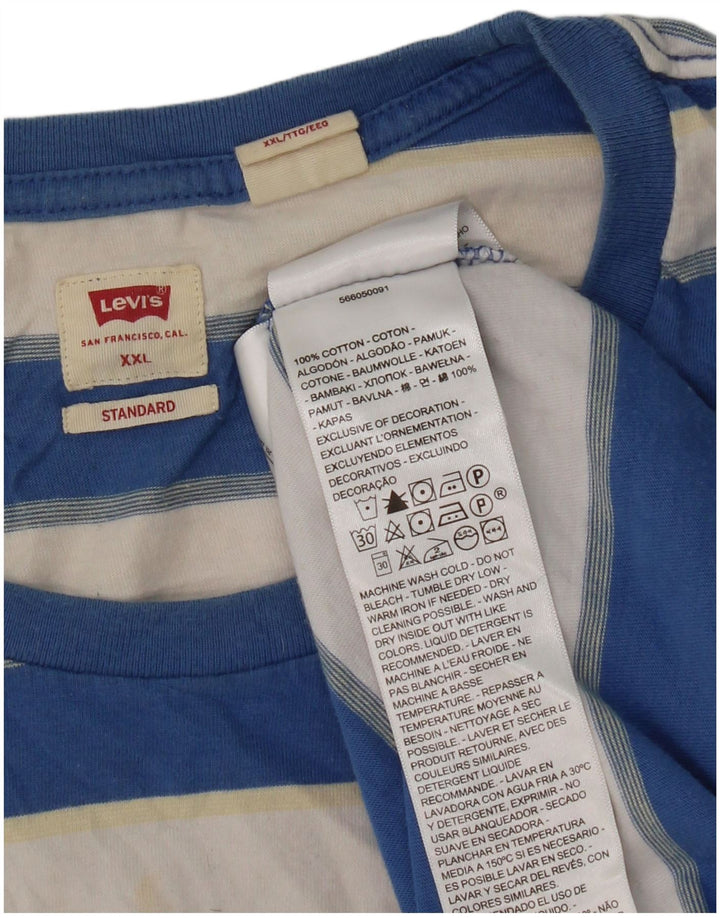 Camiseta masculina padrão Levi's 2XL algodão listrado azul