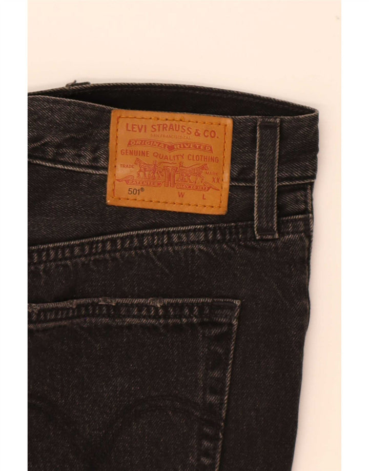 Shorts jeans feminino Levi's 501 desgastado W30 algodão preto médio