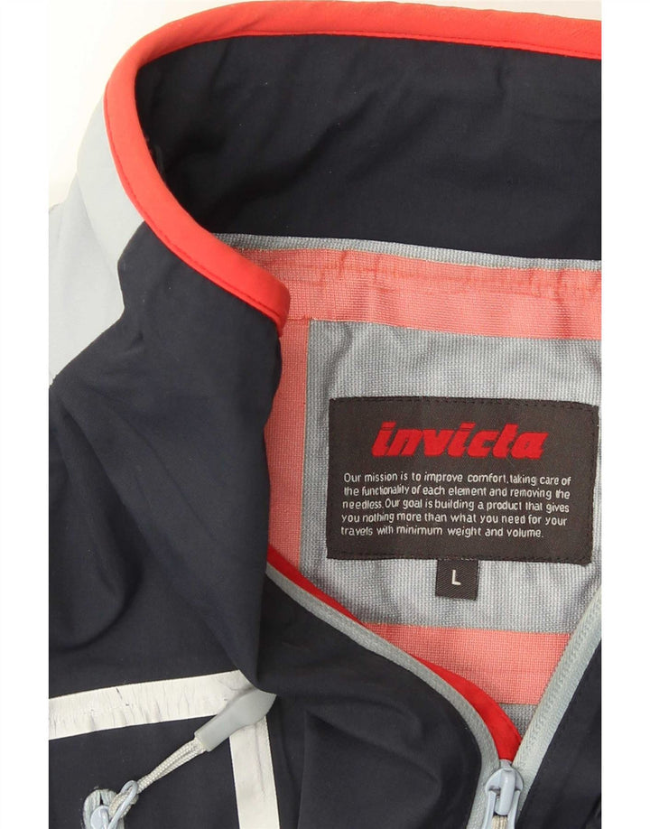 Jaqueta de chuva feminina gráfica Invicta UK 16 grande bloco colorido azul marinho