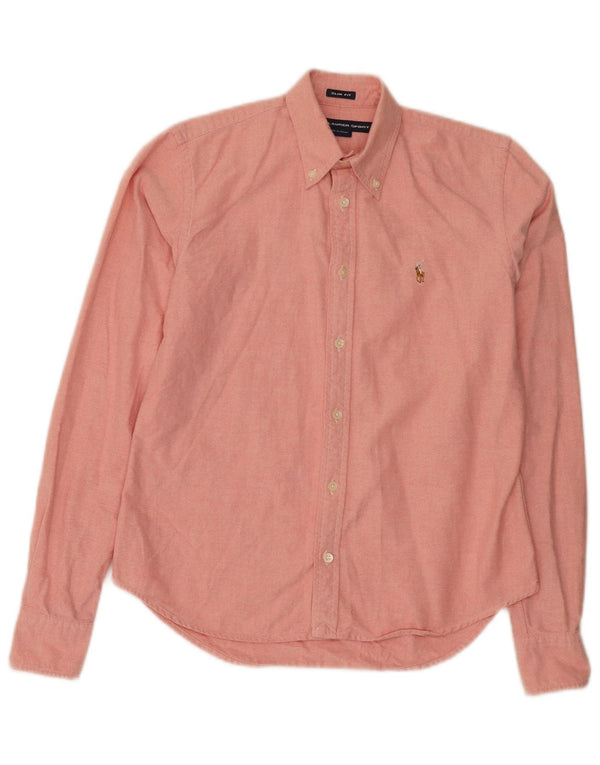 Ralph Lauren Camisa feminina slim fit tamanho 4 pequeno algodão rosa