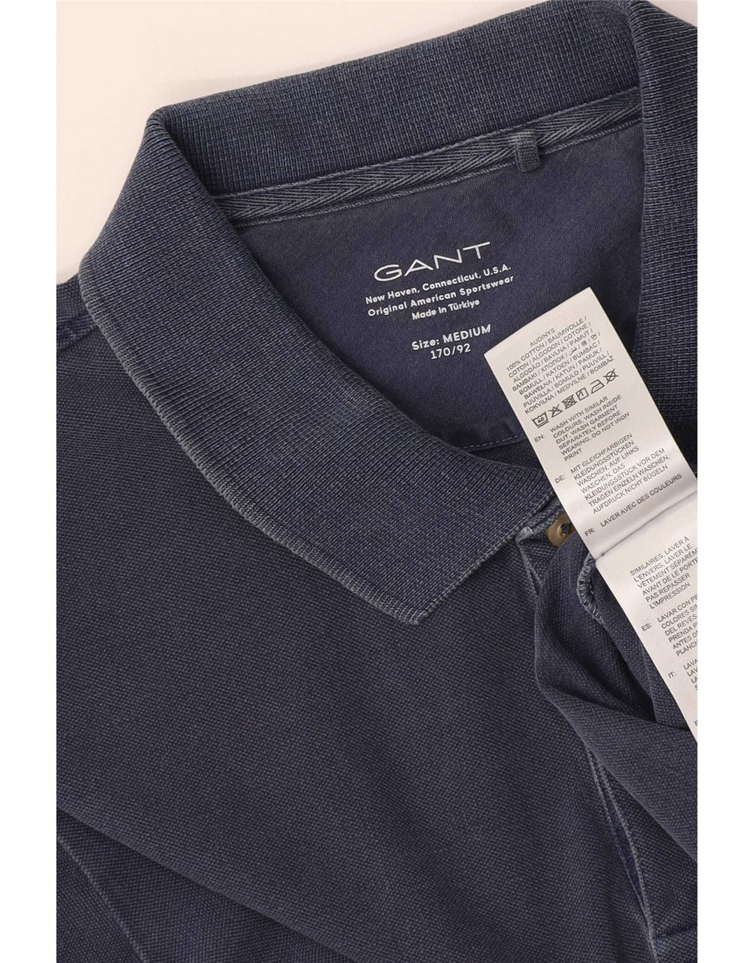 Camisa polo masculina Gant médio algodão azul marinho