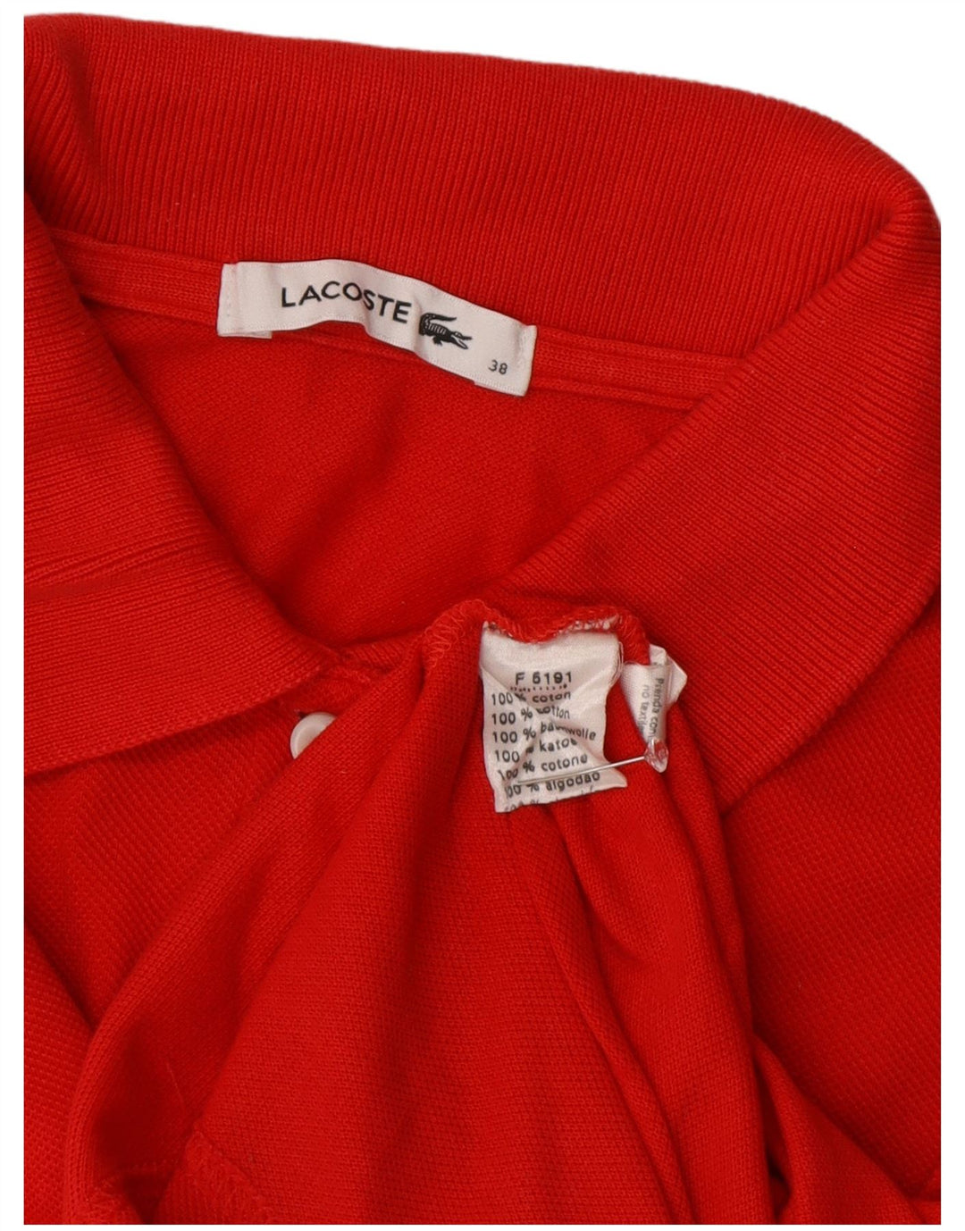 Camisa polo feminina LACOSTE tamanho 38 algodão vermelho médio