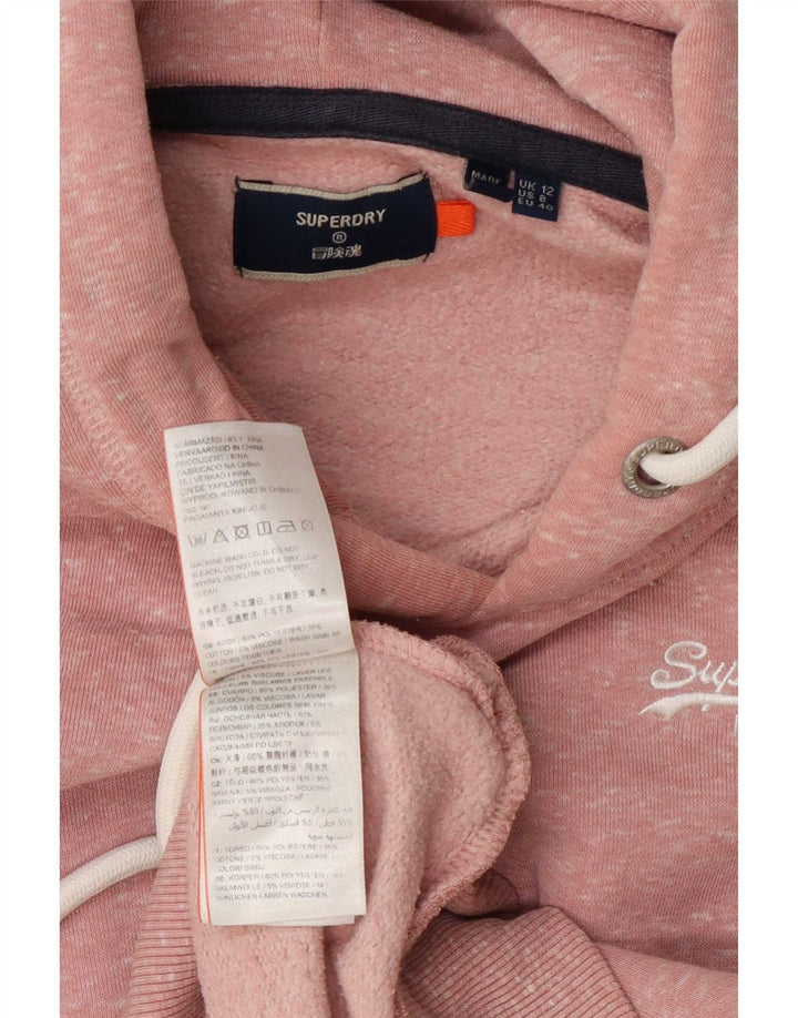 Suéter com capuz feminino Superdry UK 12 poliéster manchado rosa médio