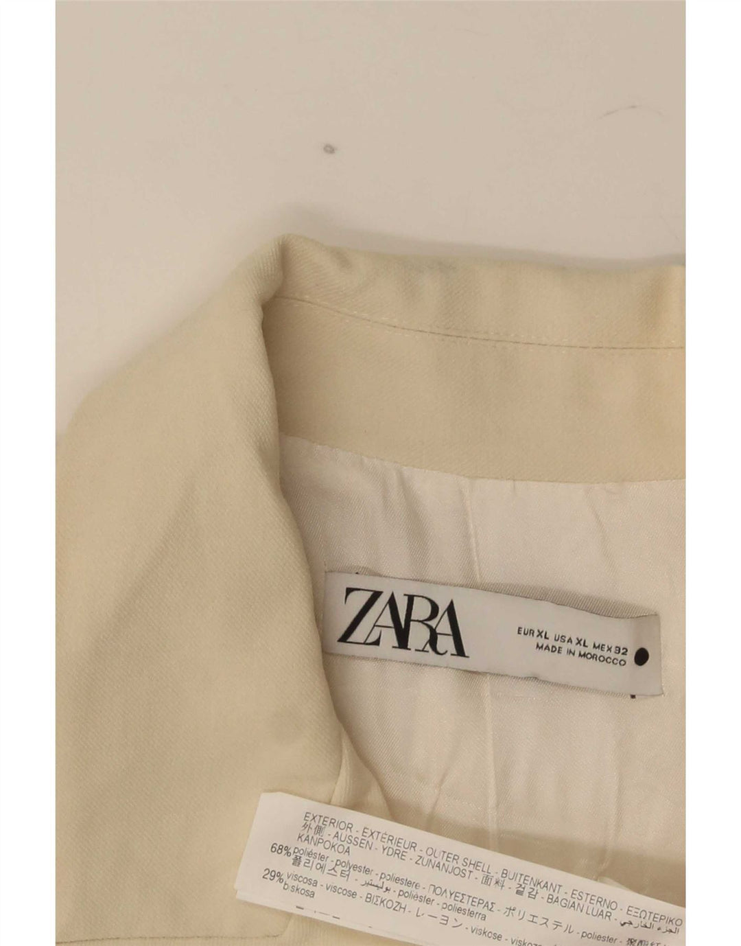 Jaqueta blazer feminina Zara com peito duplo UK 14 XL off white poliéster