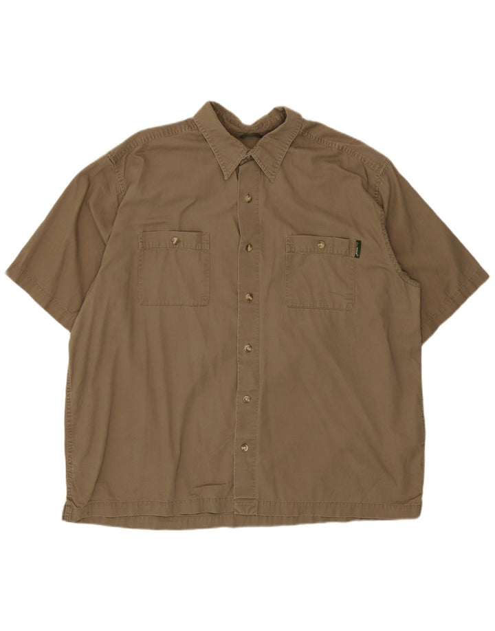 Camisa masculina de manga curta Eddie Bauer XL algodão bege