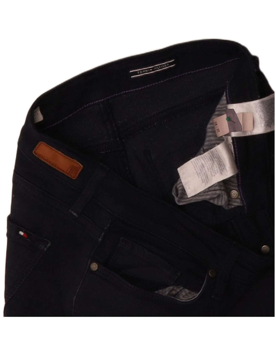 TOMMY HILFIGER Feminino Como LW Skinny Jeans W28 L32 Azul Marinho Algodão