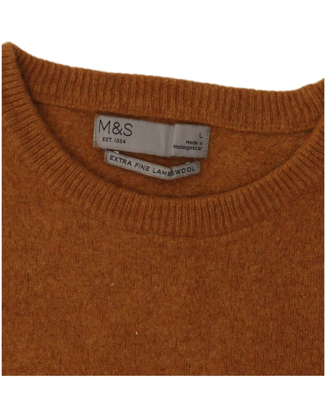 Suéter feminino Marks & Spencer com gola redonda Reino Unido 14 grande lã de carneiro marrom