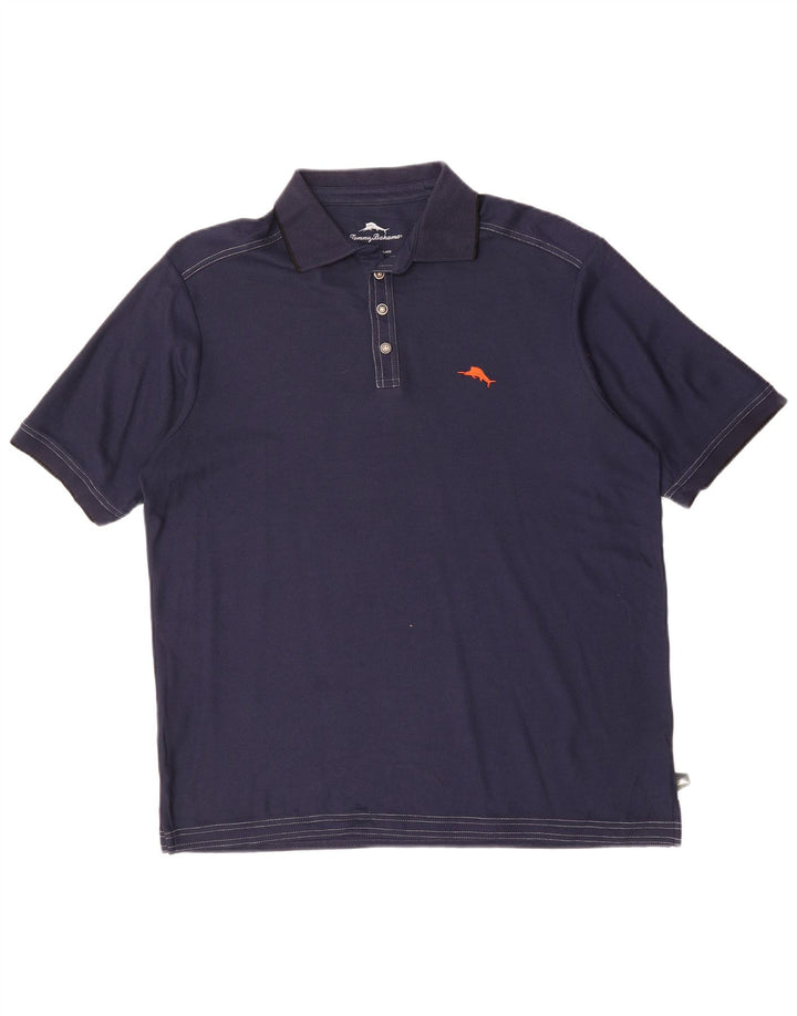 Camisa polo masculina TOMMY BAHAMA de algodão azul marinho médio