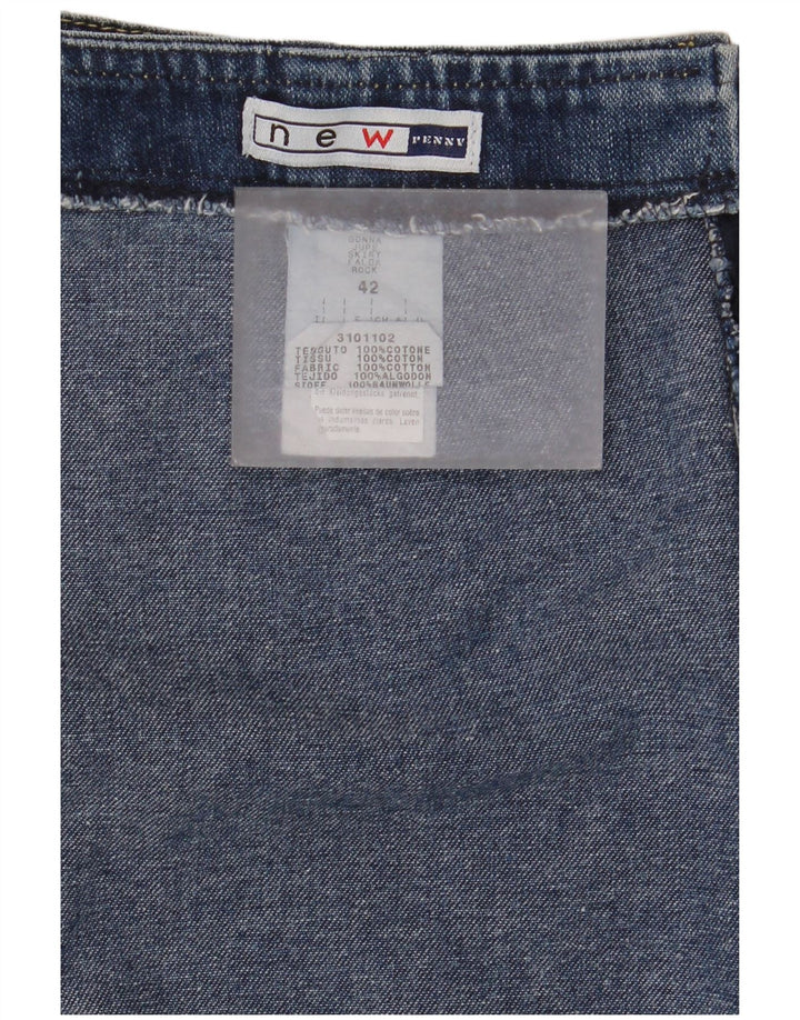 Nova saia jeans feminina Penny média W28 algodão azul