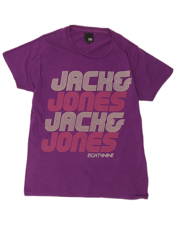 Camiseta gráfica masculina Jack & Jones grande algodão roxo